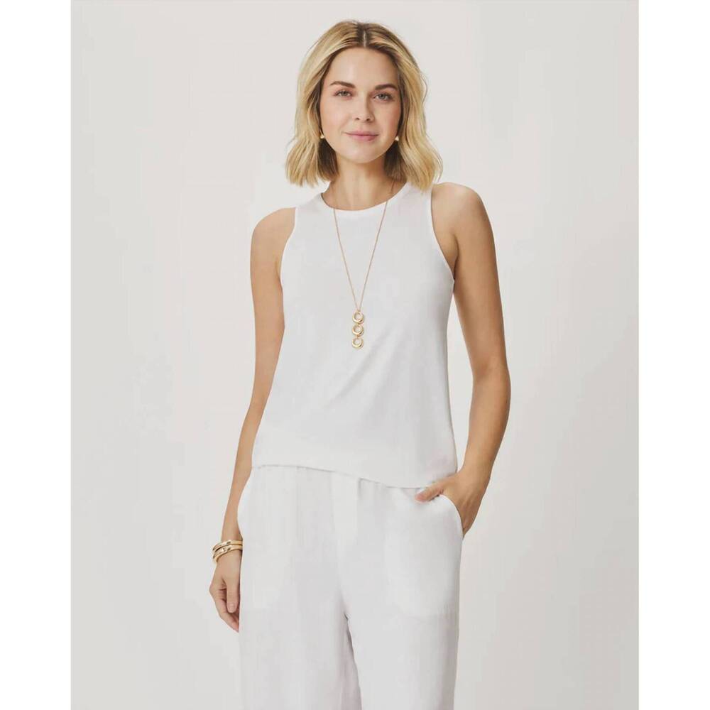 NEW SPLENDID bamboo high neck tank in white